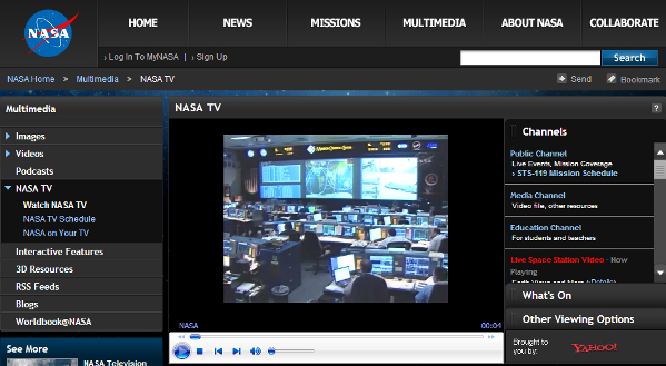 NASA TV, космос онлайн МКС и центр управления полётами