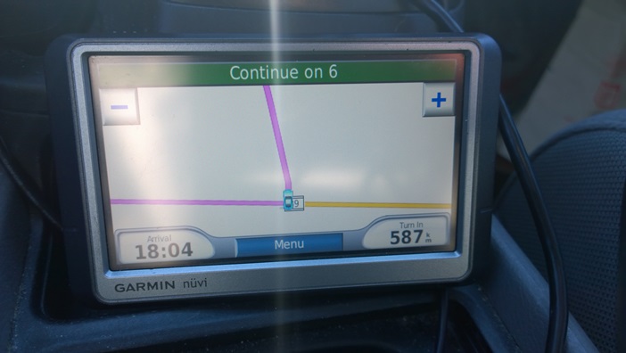 на машине по Манитобе Канаде с GPS Garmin