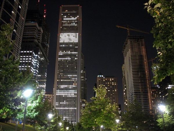 фотографии ночного города Чикаго