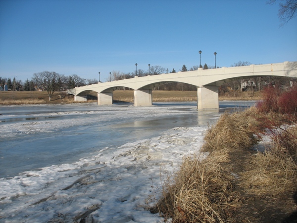 Виннипег, мост, Ассинипбоин река, Winnipeg, Assiniboine River bridge