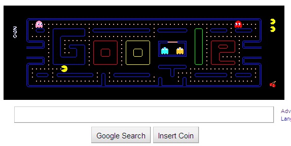 Pac-Man on Google Пакман на Гугле