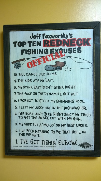 Top ten redneck fishing excuses