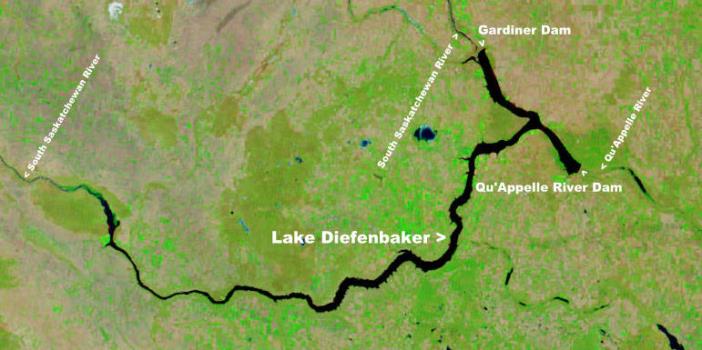 Сауф Скаскачеван South Saskatchewan River Гадинер Gardiner Dam К'Аппель Qu'Appelle River Саскачеван озеро Дифенбейкер Lake Diefenbaker