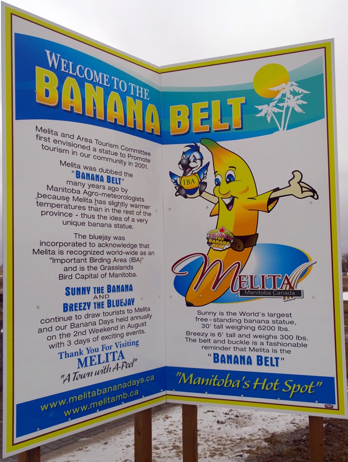 Мелита Манитоба статуя памятник банану. Банановый пояс. Melita Manitoba banana statue banana belt.
