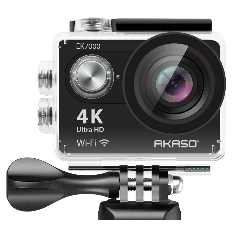 AKASO EK7000 4K WIFI Sports Action Camera Ultra HD 12MP Waterproof DV Camcorder 170 Degree Wide Angle 2 Inch LCD Screen w/ 2.4G Wireless Remote Control/ 2 Rechargeable Batteries/ 19 Mounting Kits