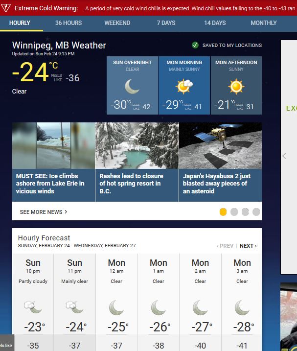 погода зимой Виннипег Манитоба Канада Winnipeg Manitoba winter weather